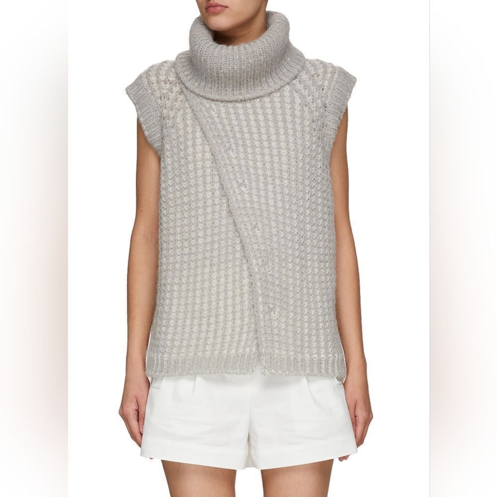 3.1 Phillip Lim Fisherman Rib Cowl Neck Wool Blend Sleeveless Sweater - Picture 3 of 14
